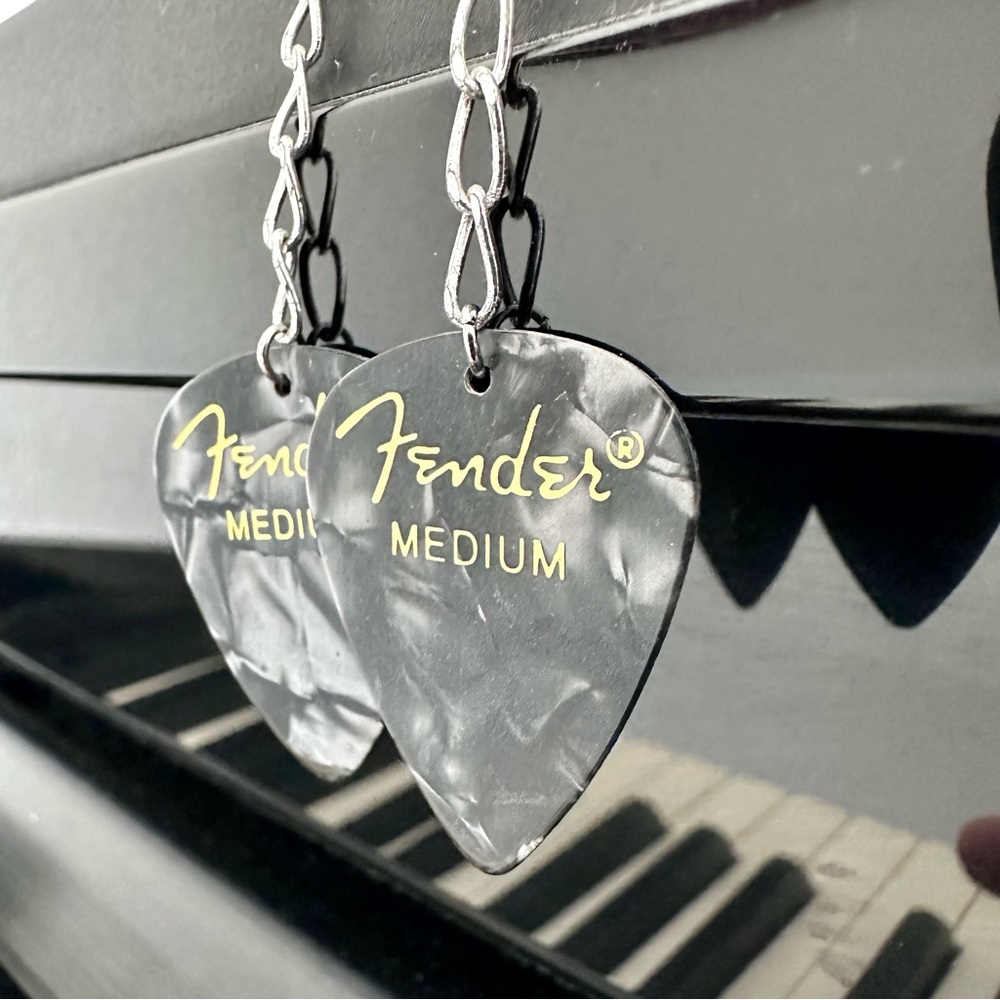 Fender Black Guitar Pick Earrings